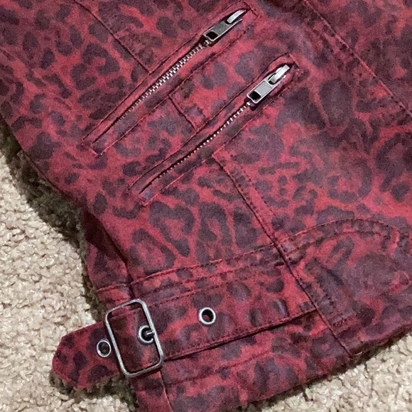 Kut From the Kluth Moto Cranberry Leopard Jacket - Size L - Picture 10 of 12